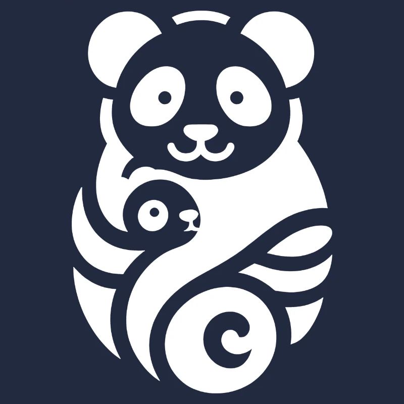 Panda Silhouette Mère Enfant Minimaliste