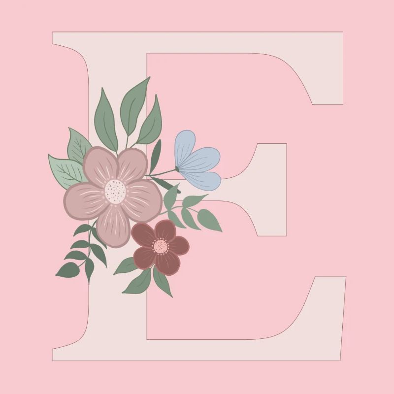 Buchstabe E mit Blume rosa
