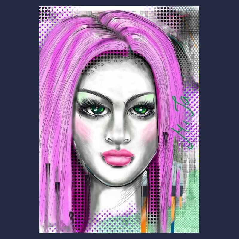 Lila Haare mit Pop-Art Effekt