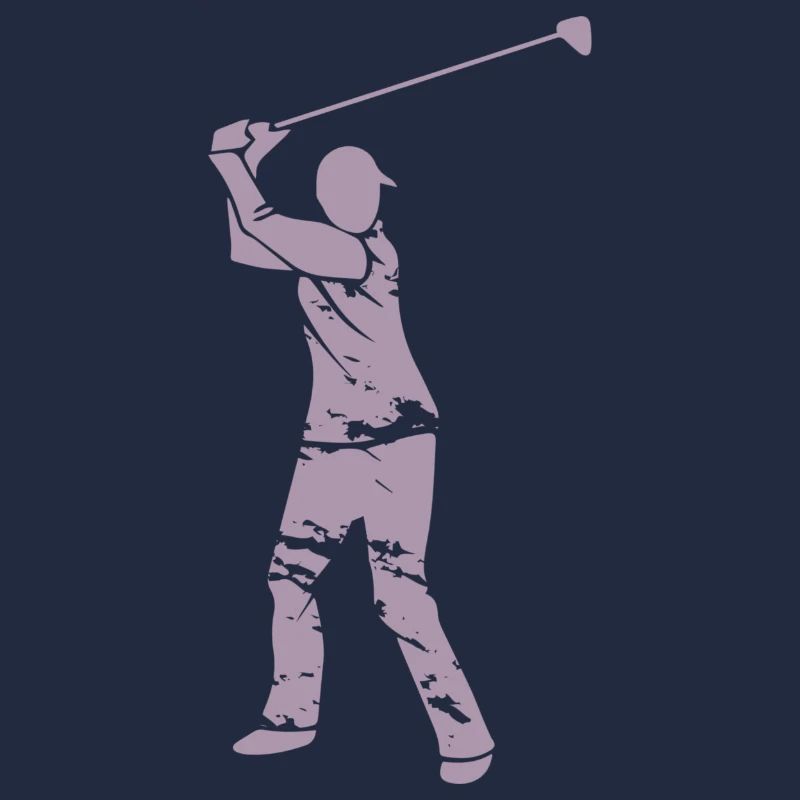 Golf Golfer Silhouette - White Grunge Design