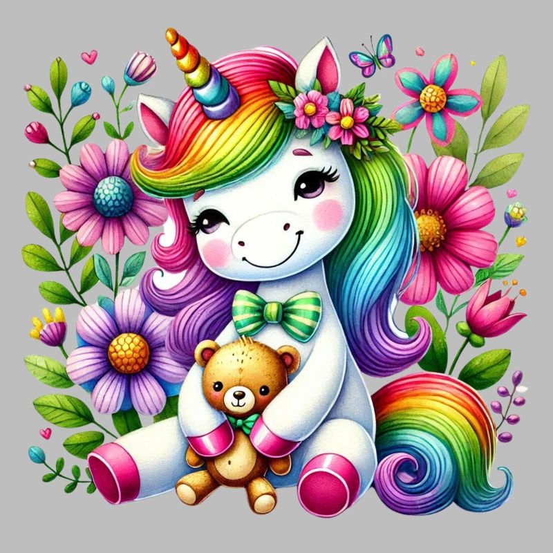 Regenbogen Einhorn Blumentraum