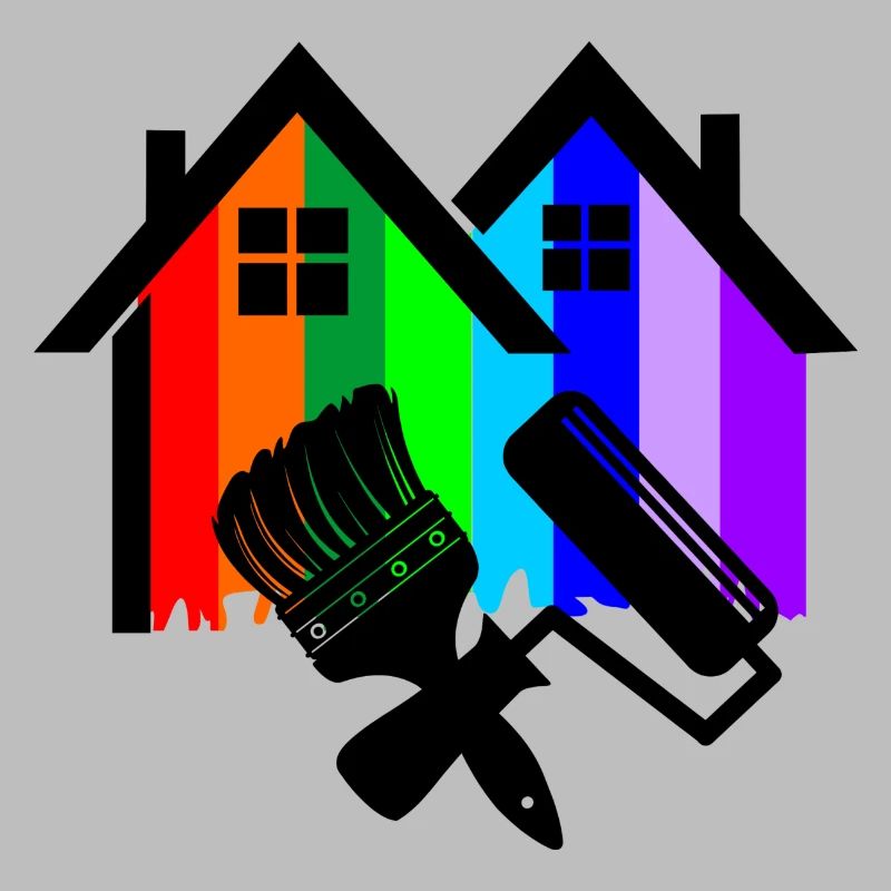 Hausmaler Farbe mit Pinsel und Farbroller