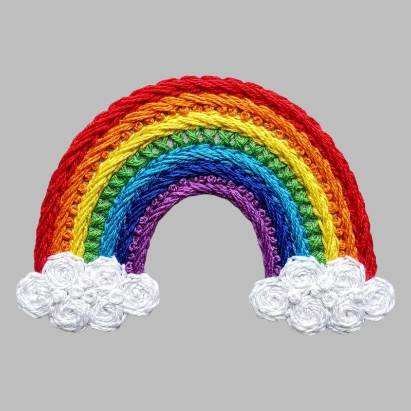 Rainbow in embroidered look (printed)