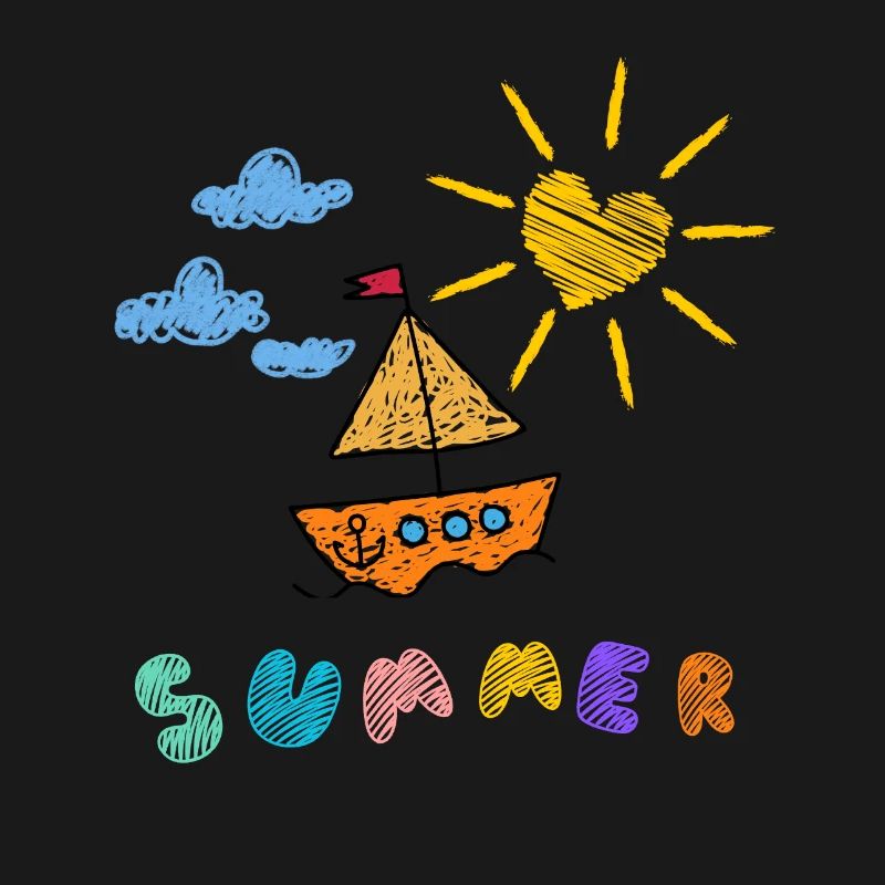 Sommerboot Kinderkunst Stil