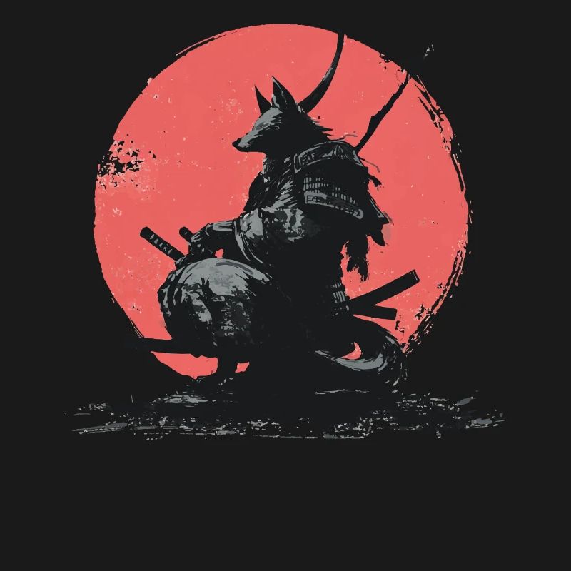 Wolf-Samurai auf Red Sun