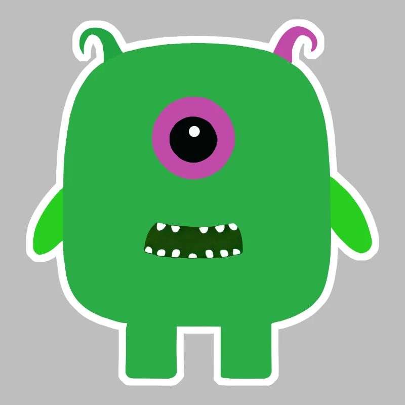 Monstre Cyclope Vert | Extraterrestre carré mignon
