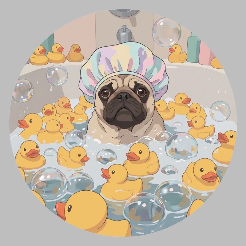 Mops in the bubble bath