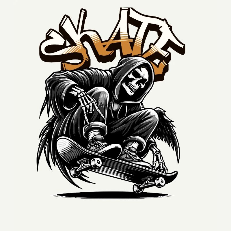 Skull Grim Reaper Skate Graffiti