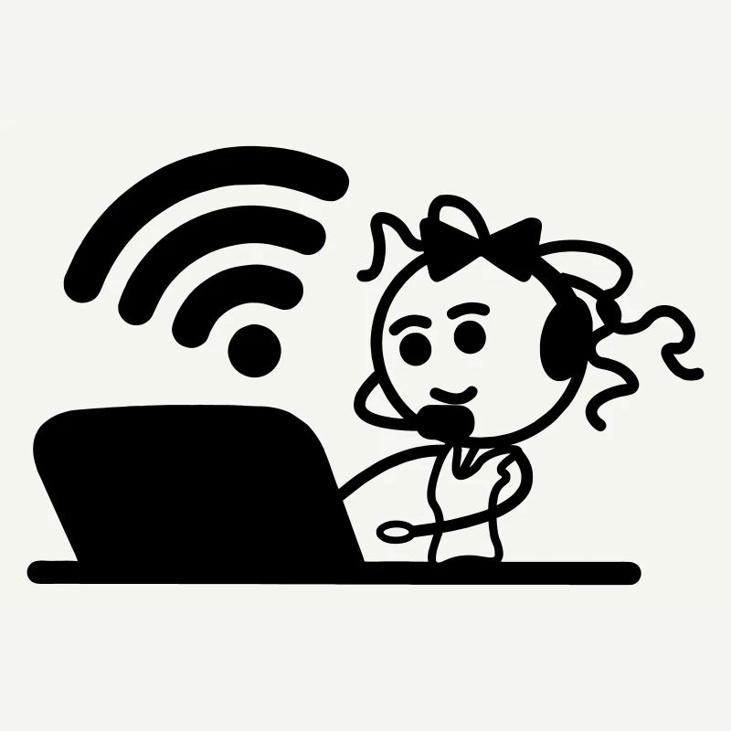 Glückliches Mädchen oder Frau auf Laptop-WLAN