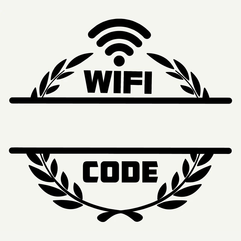 Code wifi dans une couronne de laurier avec barre de texte vierge