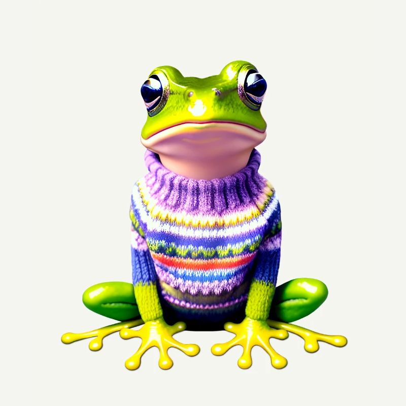 Kleiner Regenbogenfrosch mit Norweger-Pullover