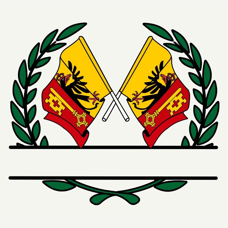 Flaggen Kanton oder Genf Schweiz Lorbeerkranz b