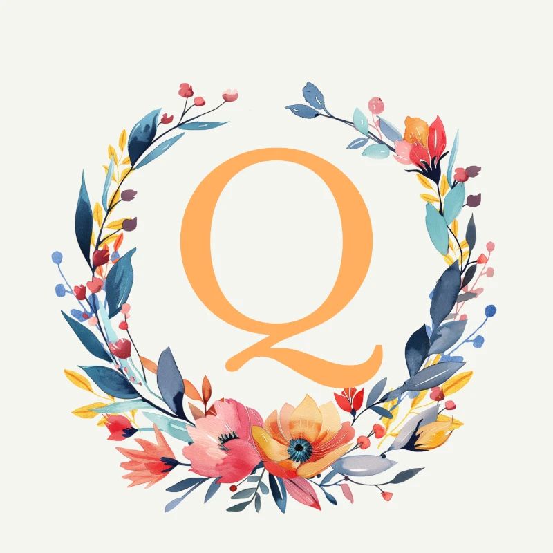 Q Monogram, Couronne de fleurs, Personnalisable