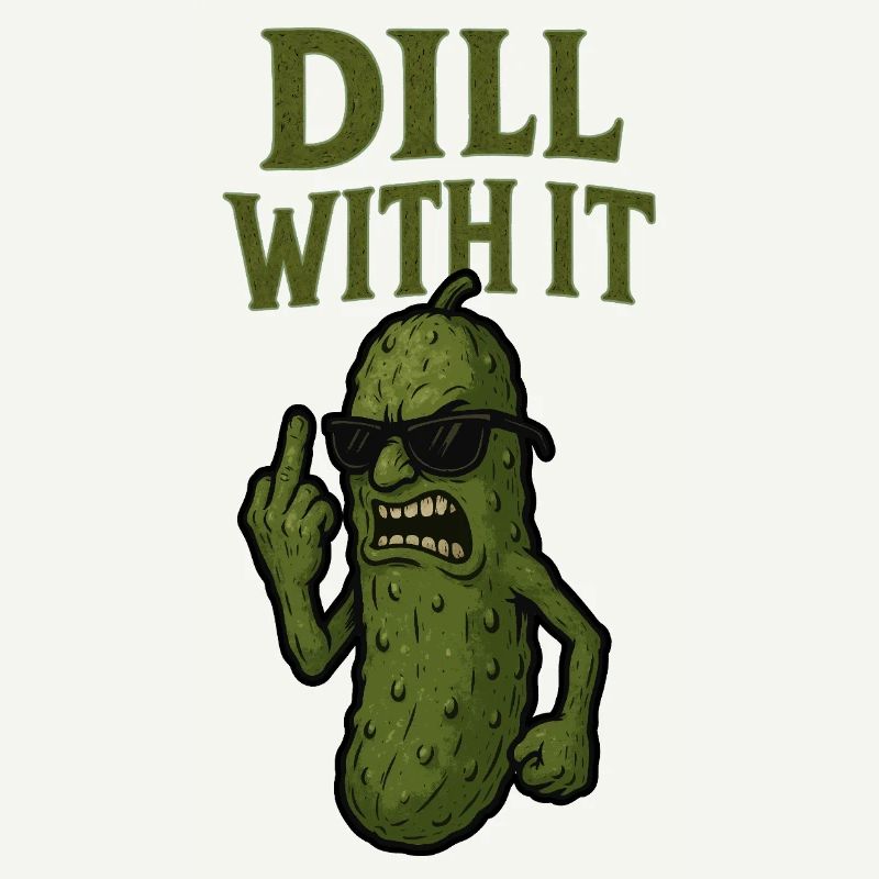 Dill With It Funny Pickle Illustration