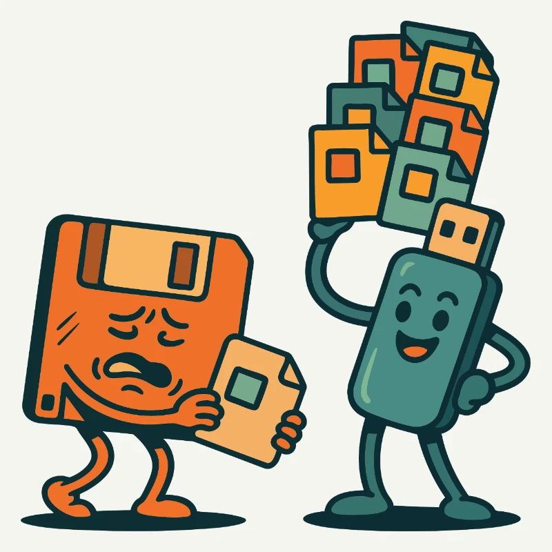 Floppy Disk vs USB Drive Retro Tech Sarcasm