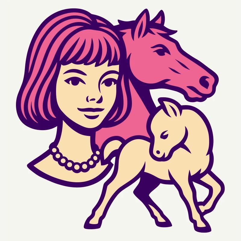 Fille Cheval Pop Art Rose
