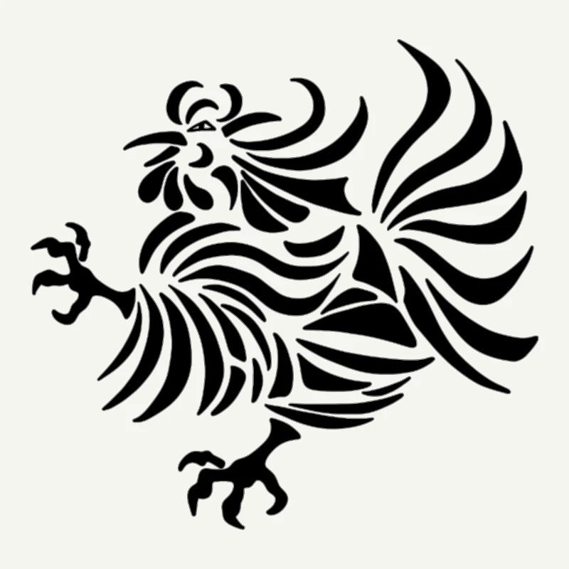 Dessin au trait complexe d'un coq