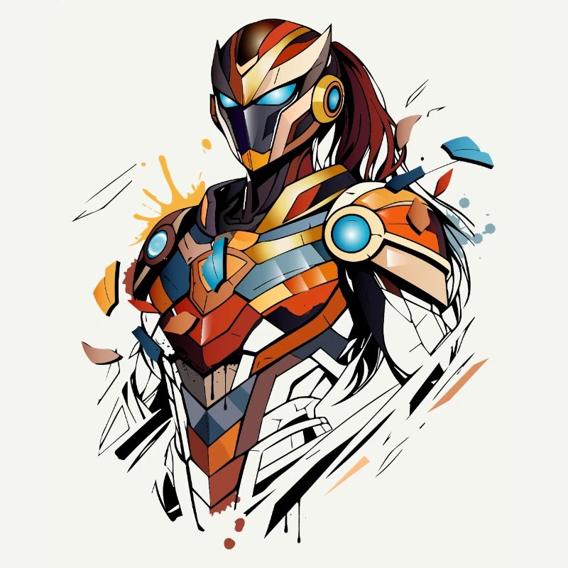 Futuristic sci-fi heroine in comic book style