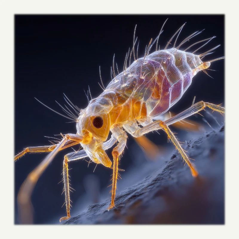 Transparent Flea – Golden Insects Macro Art
