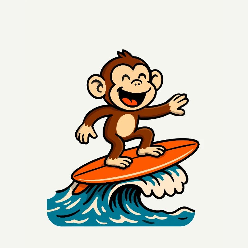 Surfing Monkey Cartoon – Sommer-Tropendesign