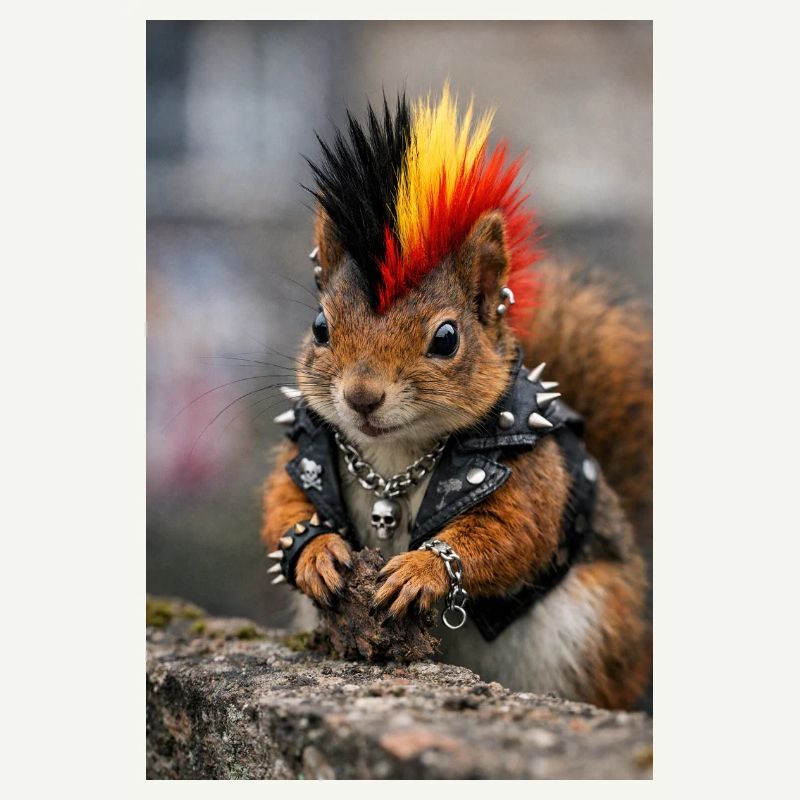 Punk Eichhörnchen mit Lederweste