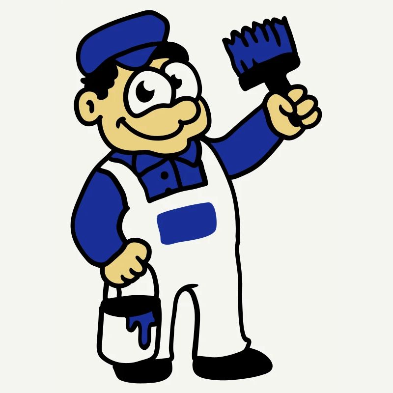 Painter with brush and paint