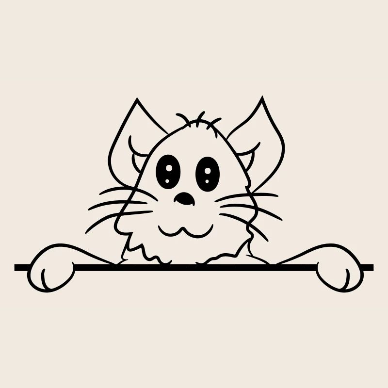 Jolie petite chatte jetant un coup d’œil caché derrière le mur