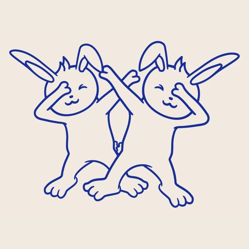 2 lapins Dabbing Dab Danse Pose Danse Soirée Célébrations