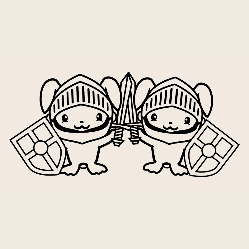 2 lapins chevalier épée bouclier armure casque château