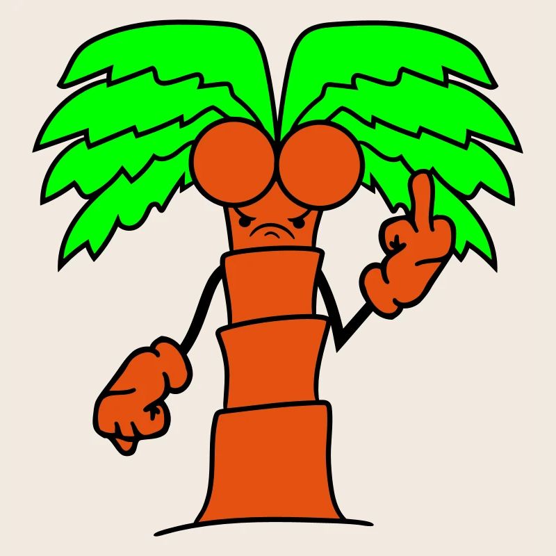 Funny Evil Palm Tree Showing Angry Middle Finger Comic