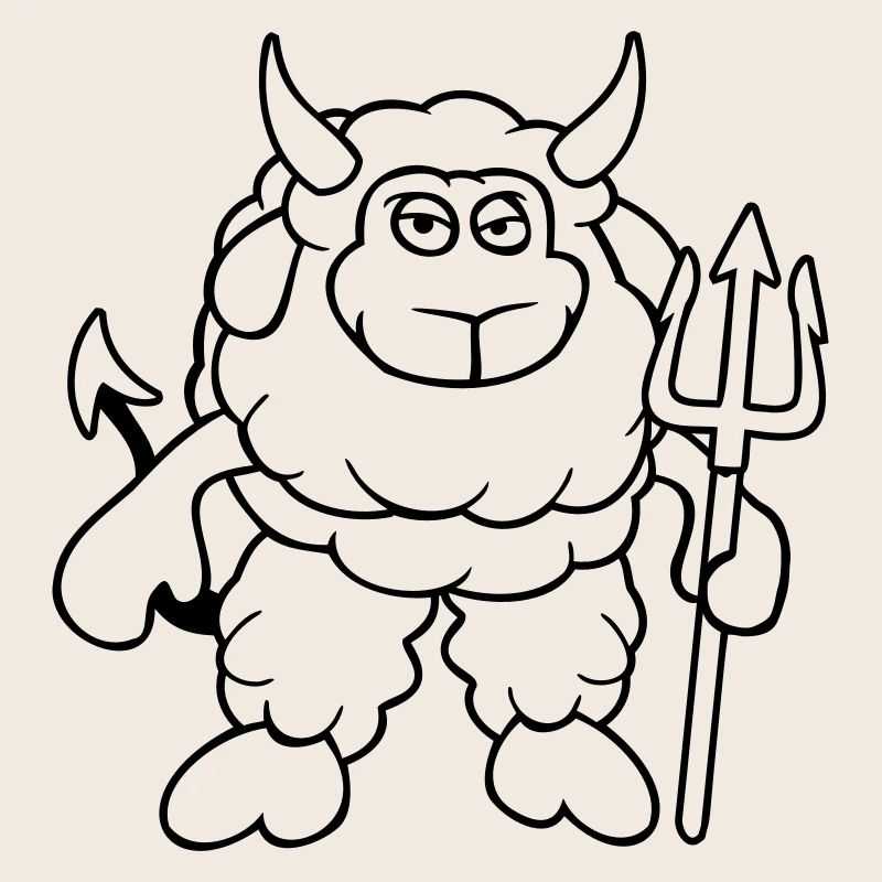 Sheep Devil Satan Hell Evil Trident Horns Cool