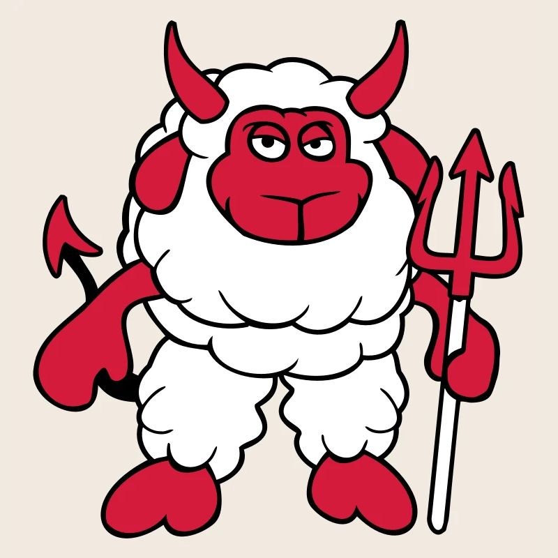 Mouton Diable Satan Enfer Mal Trident Cornes Cool