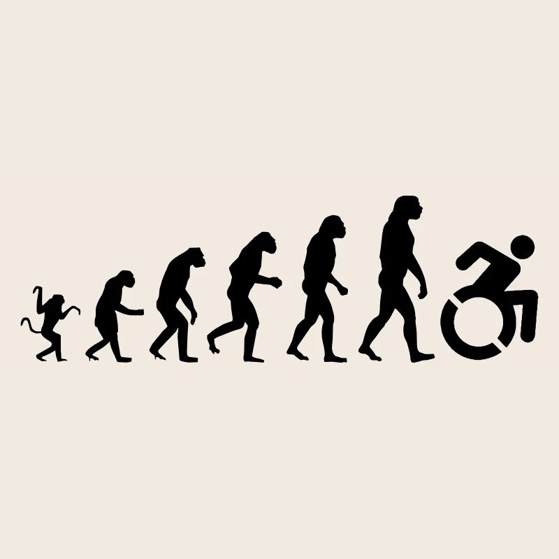 Evolution des Rollstuhls, der Rolle, des Humors *