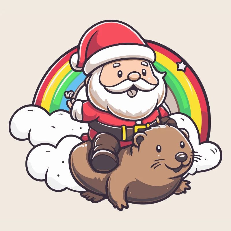 Biber Weihnachtsmann Regenbogen