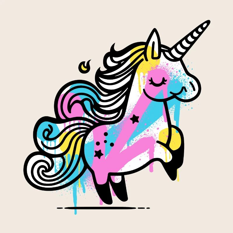 Bunter Splash Einhorn Illustration