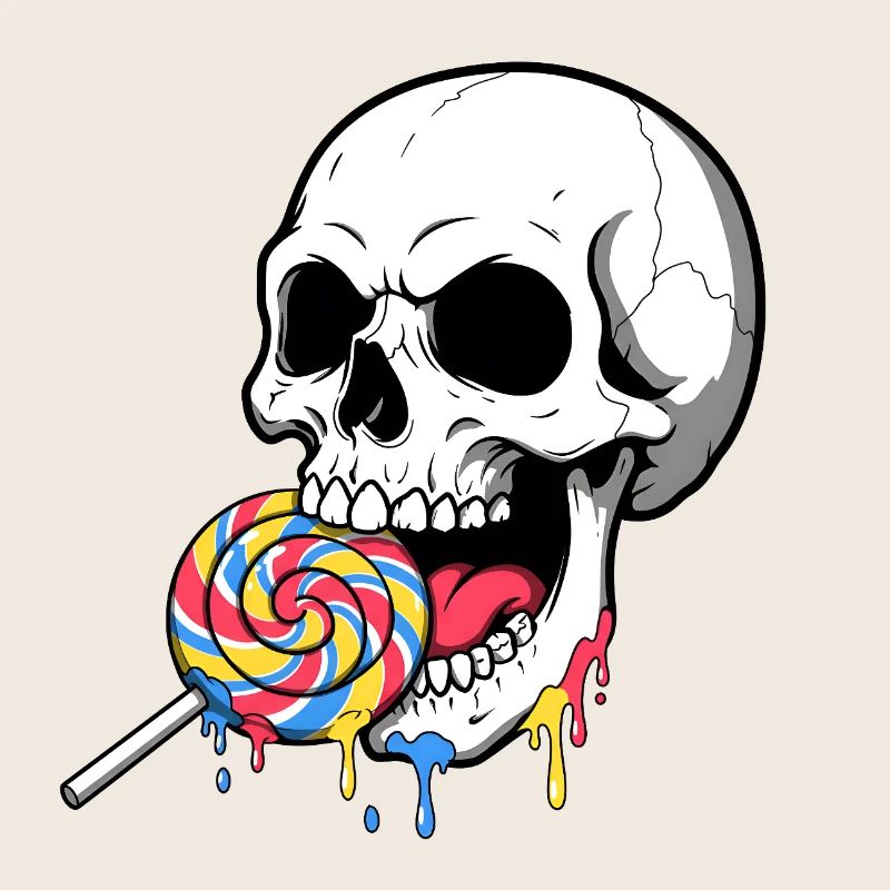 Skull Biting Colorful Candy