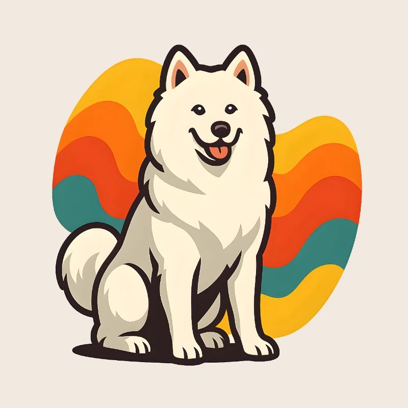 Samoyed Dog Prism Retro Wave