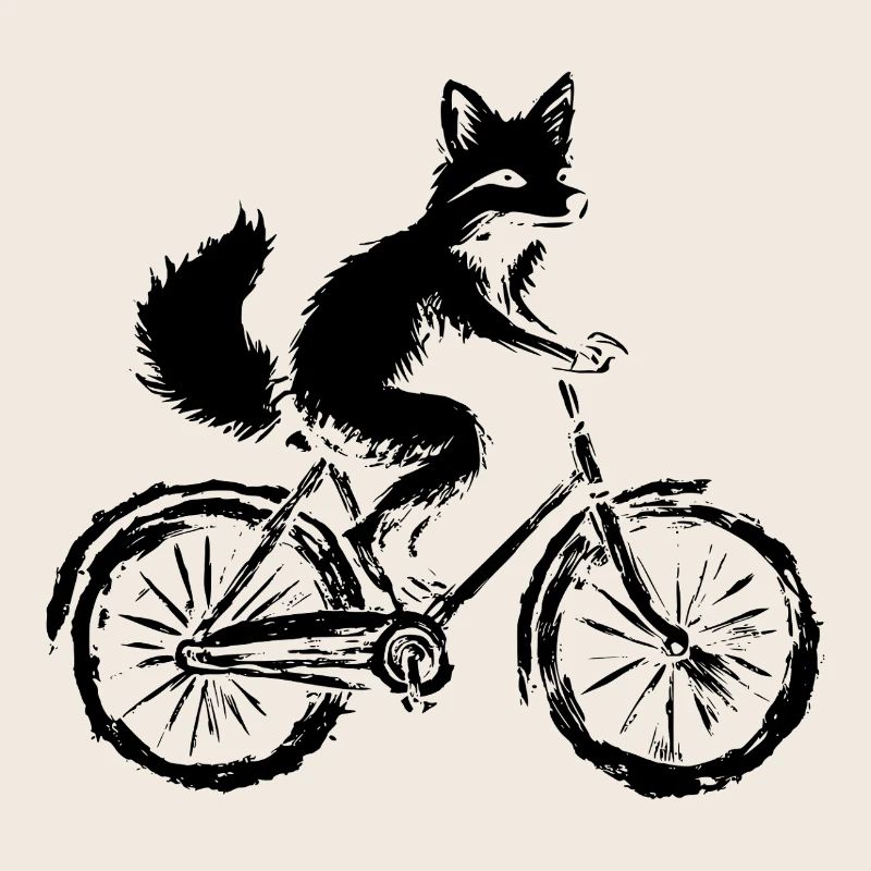 Funny Bicycle Fox
