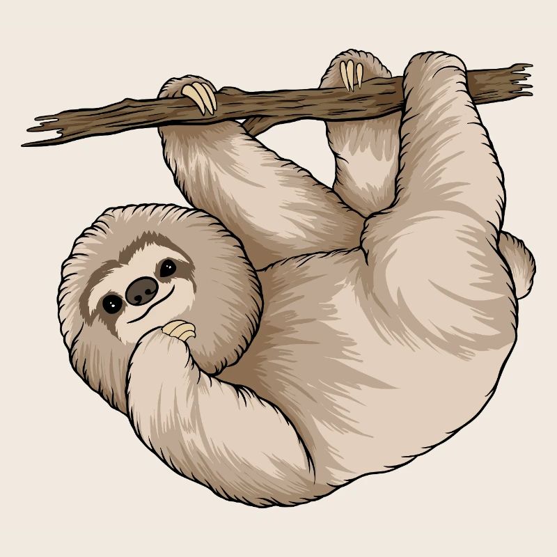 Charming Sloth Hugging Branch 