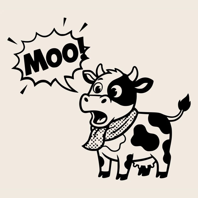 Witzige Kuh Moo Comic Sprechblase