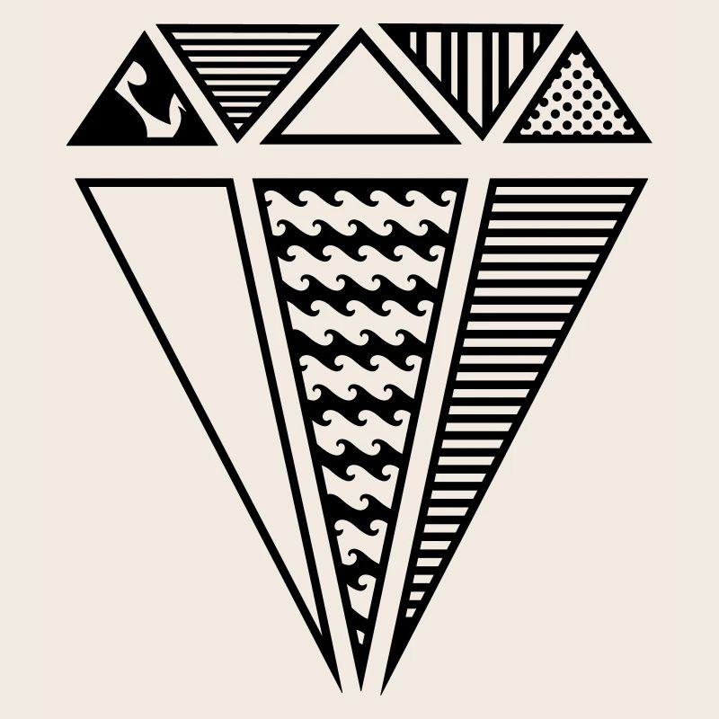A shape of a diamond with different patterns