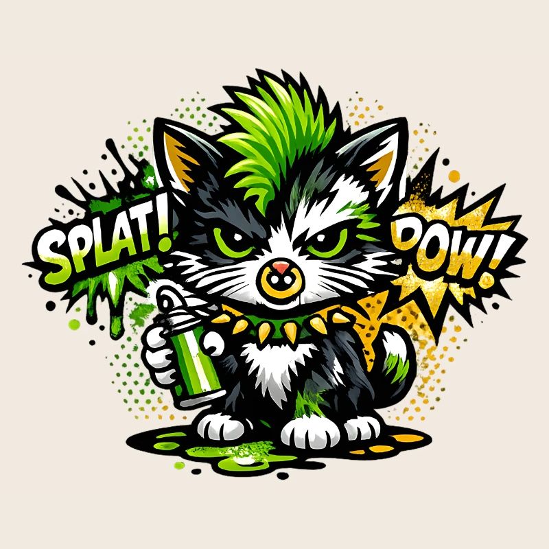 Neon Graffiti Kitten Sprayer