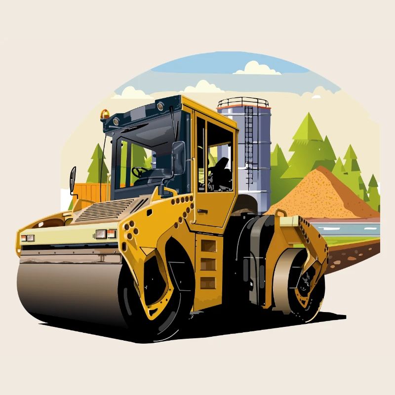 Road roller at work