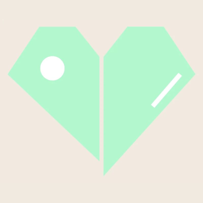 Mint Heart Split Minimaliste