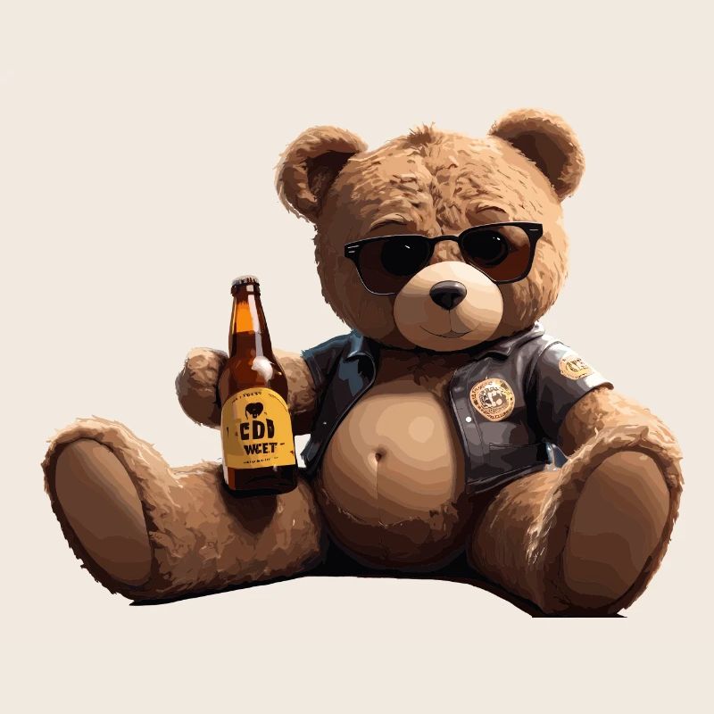 Biker Teddybär mit Bier