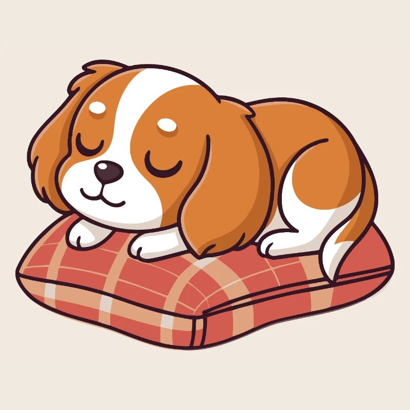 Sleeper Puppy on Plaid Cushion