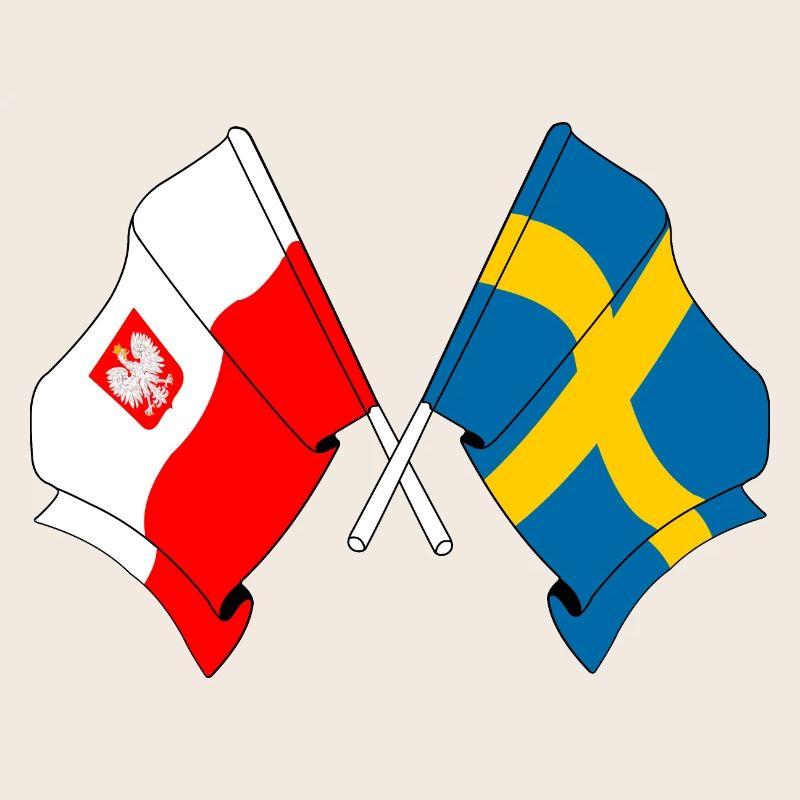 Drapeau de la Pologne et drapeau de la Suède