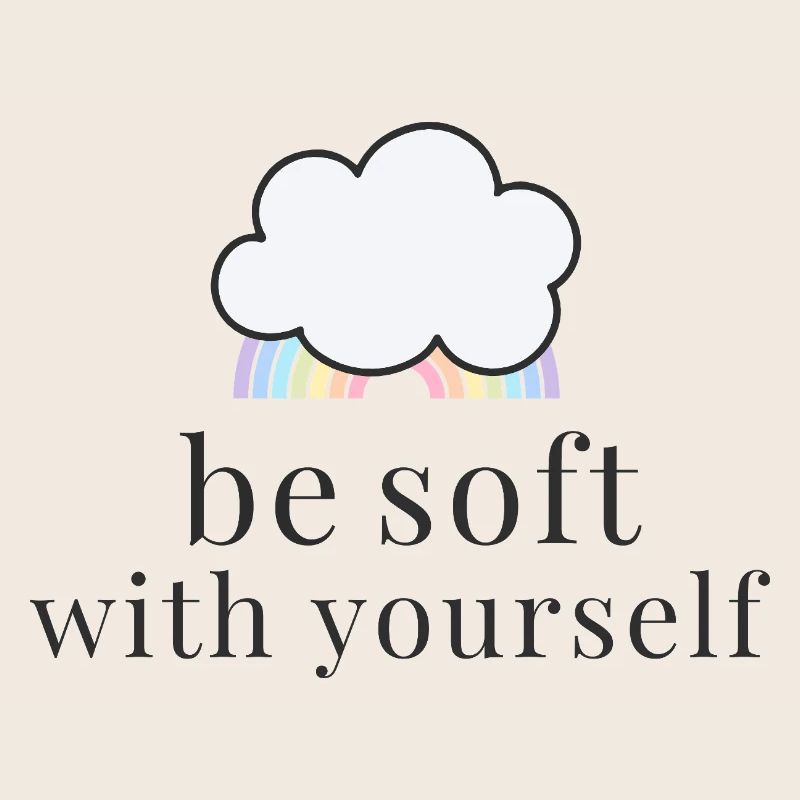Be Soft With Yourself Cloud with Pastel Rainbow