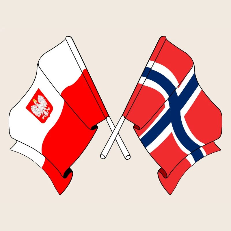 Flag Poland and flag Norway