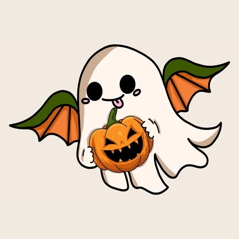 Halloween Ghost Bat Wings Jack-o'-lantern